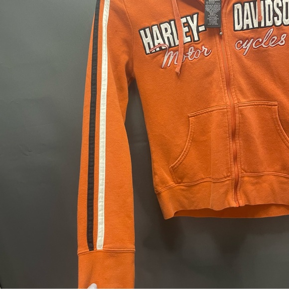 CLEAR OUT SALE Harley Davidson Motor Cycles orange zip up sweater XS - Picture 7 of 9